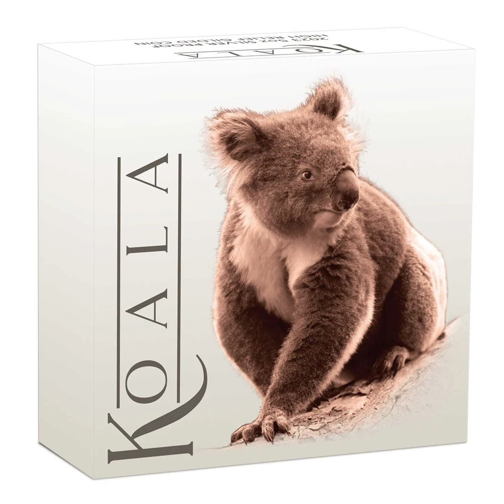 2023 5oz Silver Proof High Relief Gilded Coin. Australian Koala