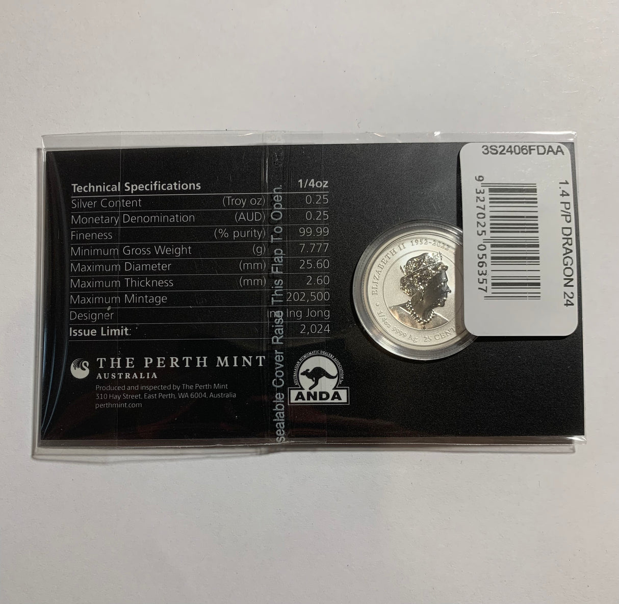 2024 Yellow Dragon 1/4OZ Silver - Melbourne ANDA Special