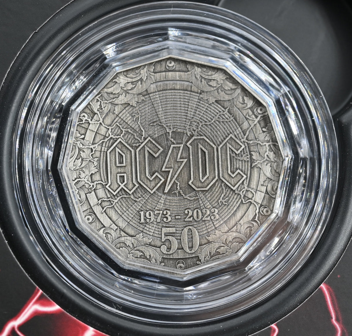 2023 50c 1/2oz Silver Antiqued Coin. AC/DC.
