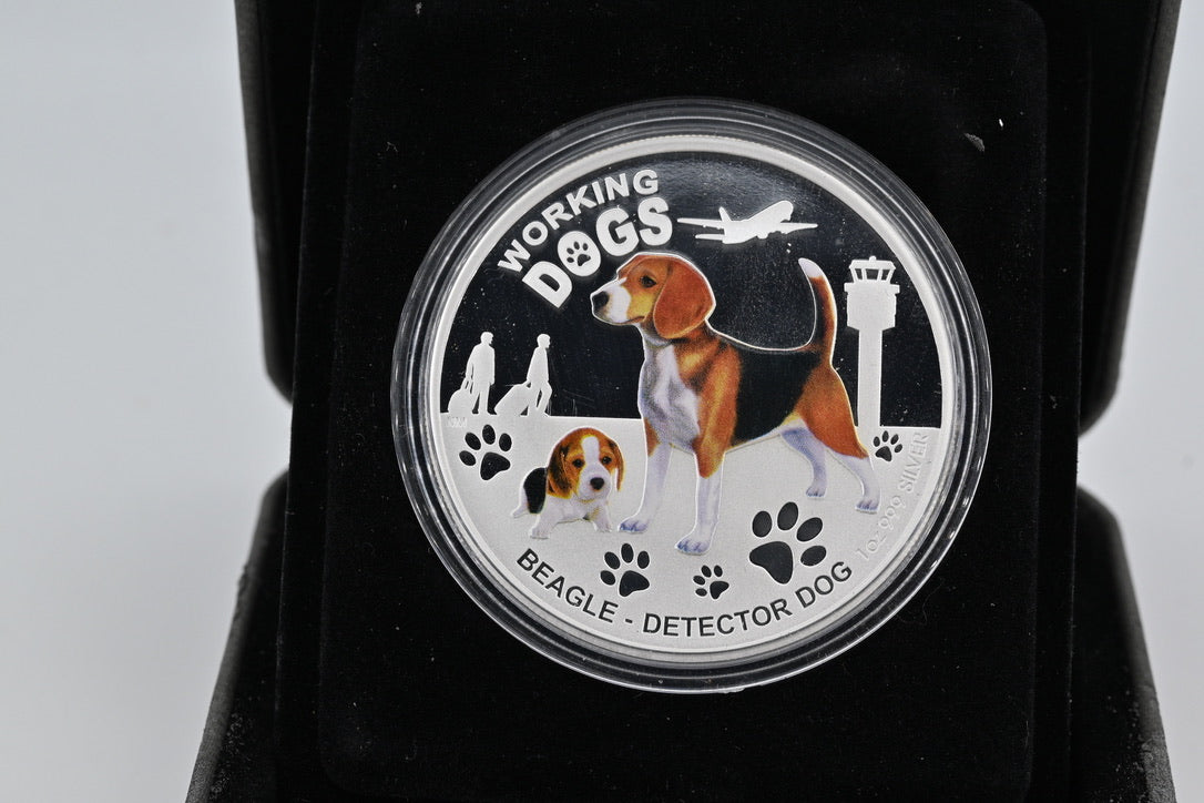 2011 $1 1oz Silver Proof Coin. Working Dogs Series – Beagle.