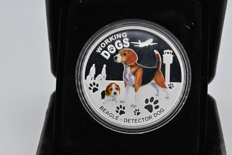 2011 $1 1oz Silver Proof Coin. Working Dogs Series – Beagle.