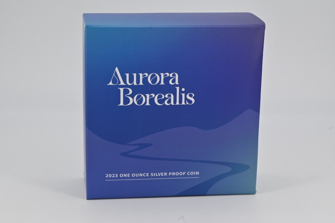 2023 $1 1oz Silver Proof Coin. Aurora Borealis.