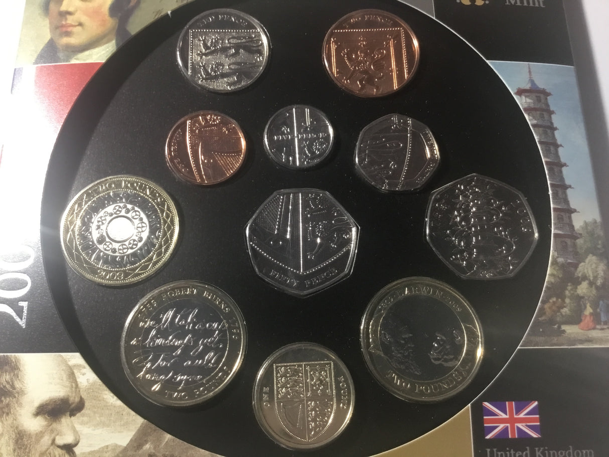 2009 The Royal Mint. Brilliant Uncirculated Coin Collection. 11 Coin Set Kew Gardens. UK