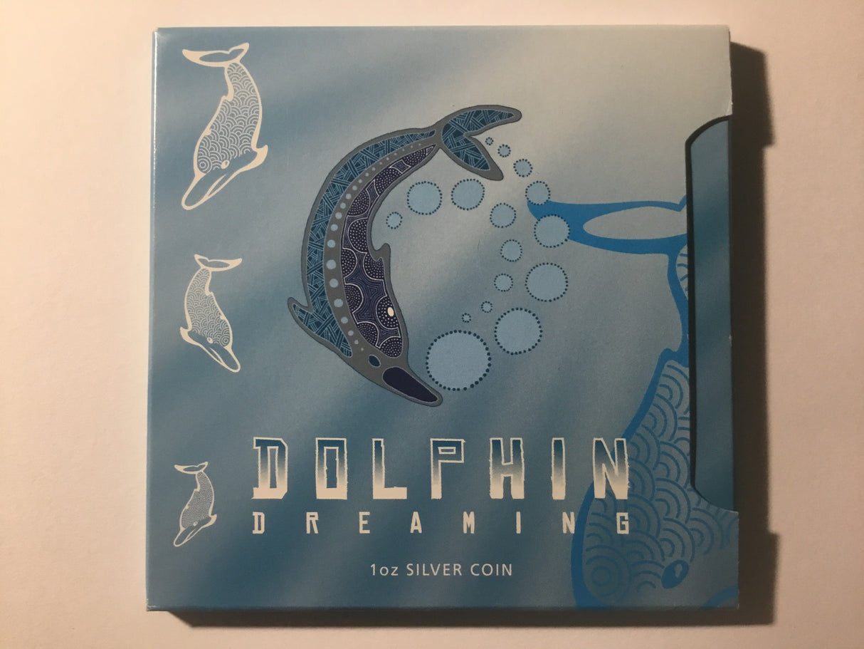 2010 $1 1oz Silver Proof Coin. Dreaming Series. Dolphin