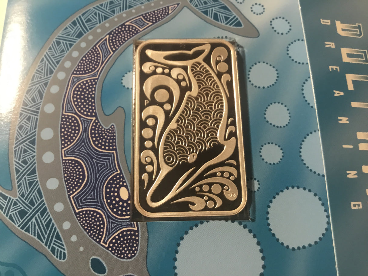 2010 $1 1oz Silver Proof Coin. Dreaming Series. Dolphin