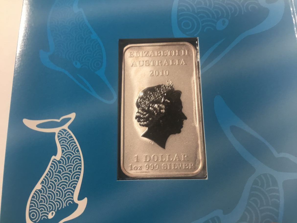 2010 $1 1oz Silver Proof Coin. Dreaming Series. Dolphin