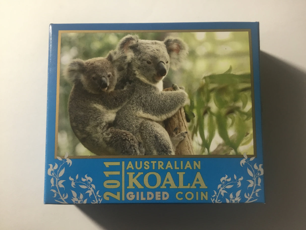 2011 $1 1oz Silver Proof Coin. Australian Koala. Gilded Coin.