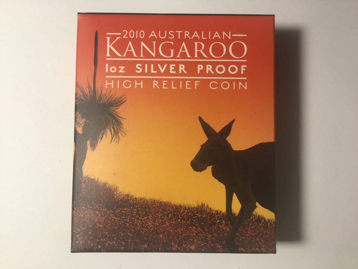2010 $1 Australian Kangaroo. 1oz Silver Proof High Relief Coin.