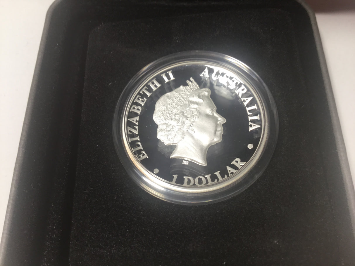 2010 $1 Australian Kangaroo. 1oz Silver Proof High Relief Coin.