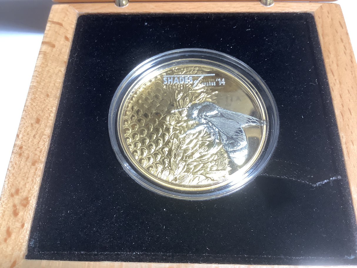 2014 $5 Cook Island. Shades of Nature. Bee Gilded Silver Proof Coin.