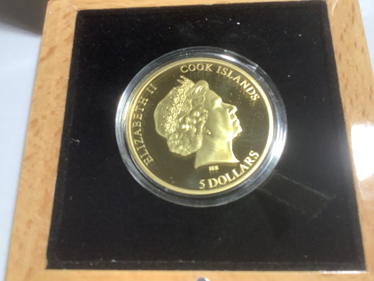 2015 $5 Cook Island. Shades of Nature. Butterfly. Gilded Silver Proof Coin.