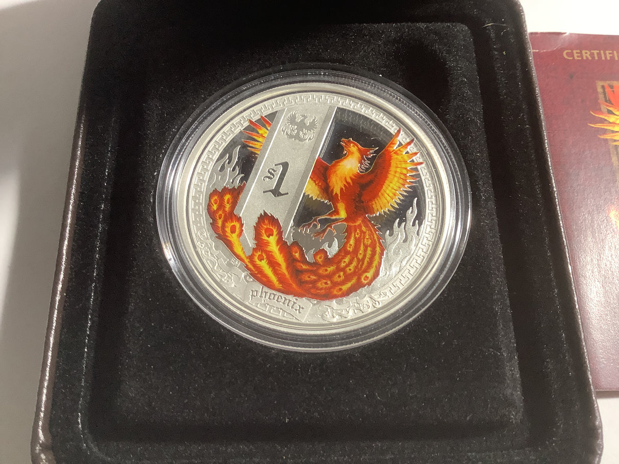 2013 $5 Tuvalu Mythical Creatures. Phoenix. 1oz Silver Proof Coin
