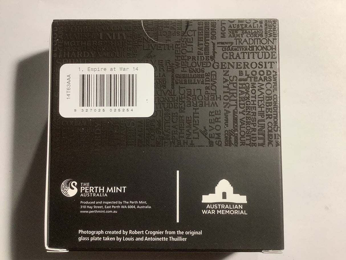 2015  $1 The Anzac Spirit 100th Anniversary Silver Proof Coin. Empire at War.