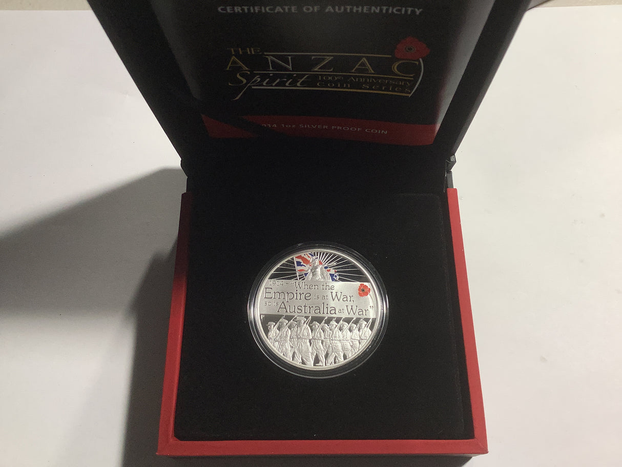 2015  $1 The Anzac Spirit 100th Anniversary Silver Proof Coin. Empire at War.