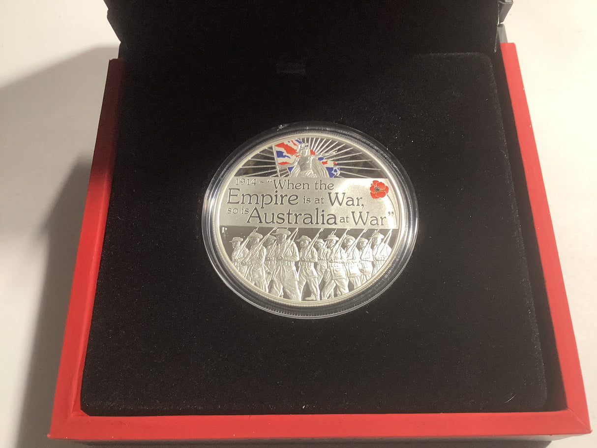 2015  $1 The Anzac Spirit 100th Anniversary Silver Proof Coin. Empire at War.