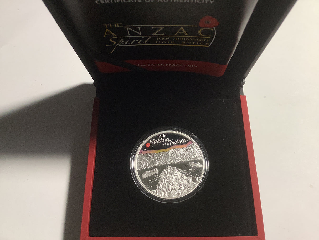 2015 $1 The Anzac Spirit 100th Anniversary Silver Proof Coin. Making of a Nation.