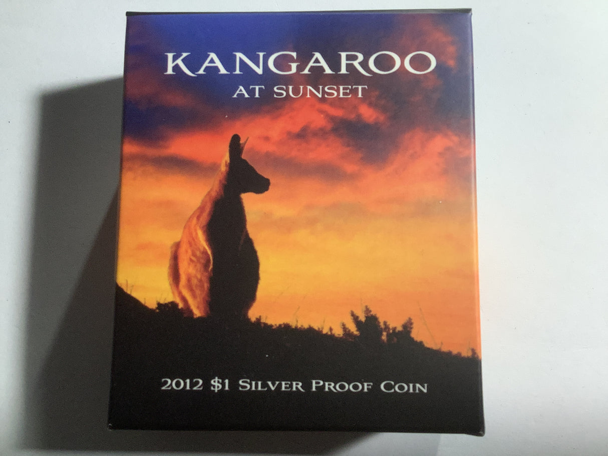 2012 $1 Kangaroo At Sunset Silver Proof Coin.