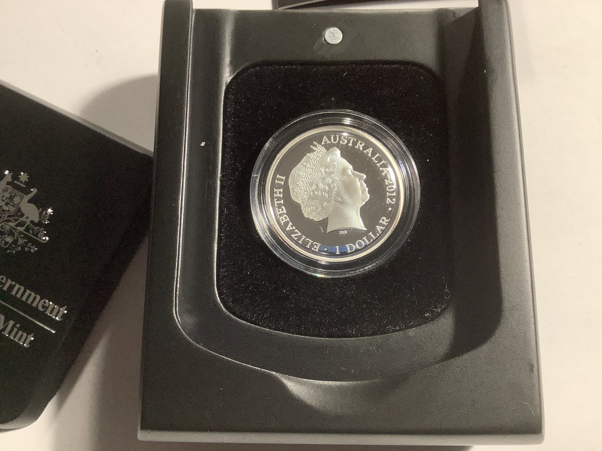 2012 $1 Kangaroo At Sunset Silver Proof Coin.