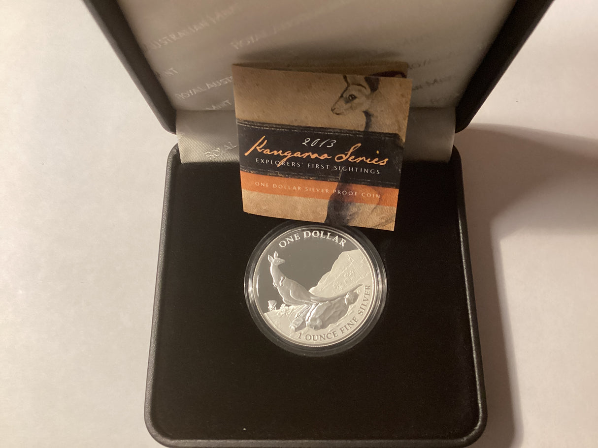 2013 $1 Kangaroo Series. Explorers’ First Sightings. George Stubbs. Silver Proof Coin.