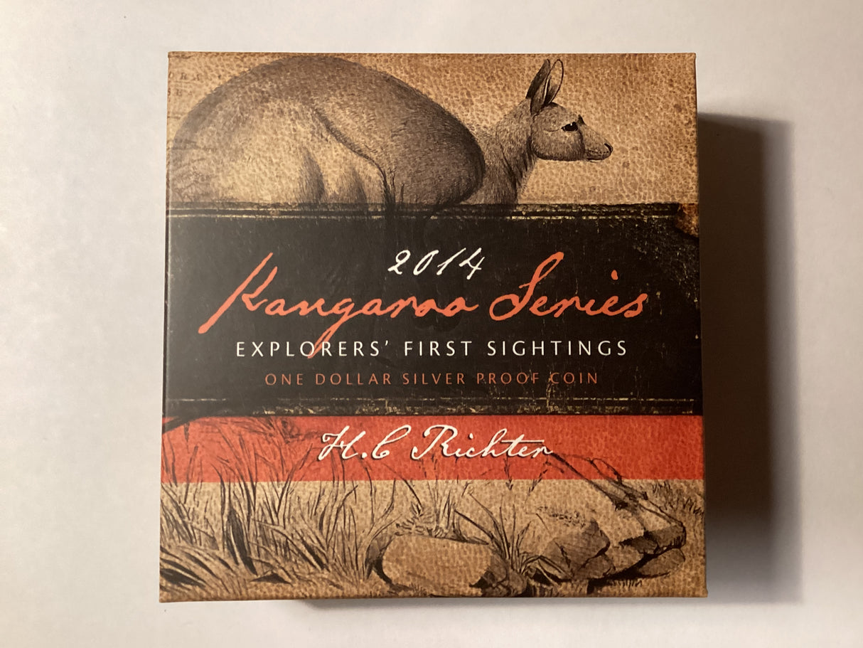 2014 $1 Kangaroo Series. Explorers’ First Sightings. H. C Richter. Silver Proof Coin.