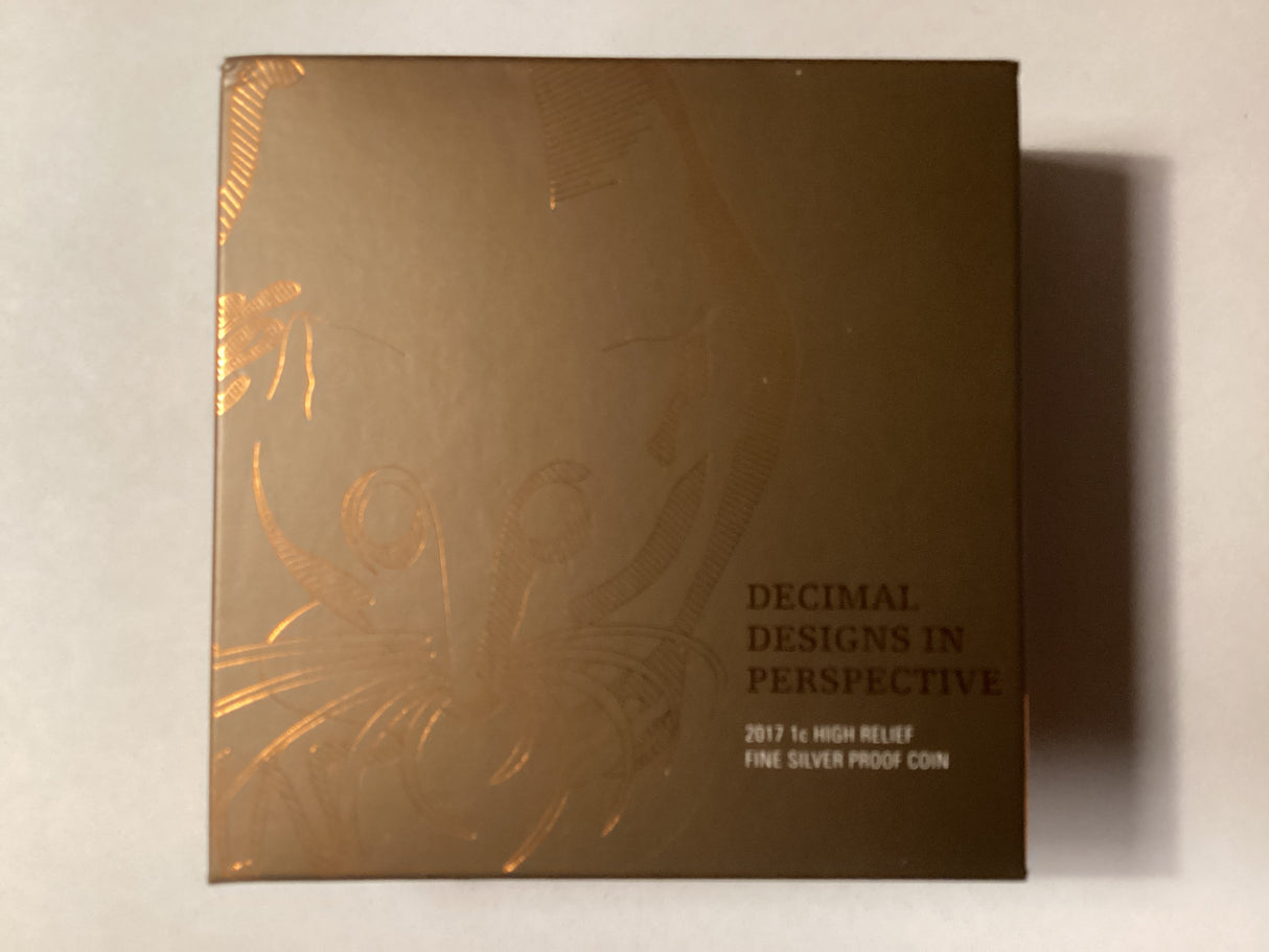 2017 1c High Relief Silver Proof Coin. Decimal Designs in Perspective.