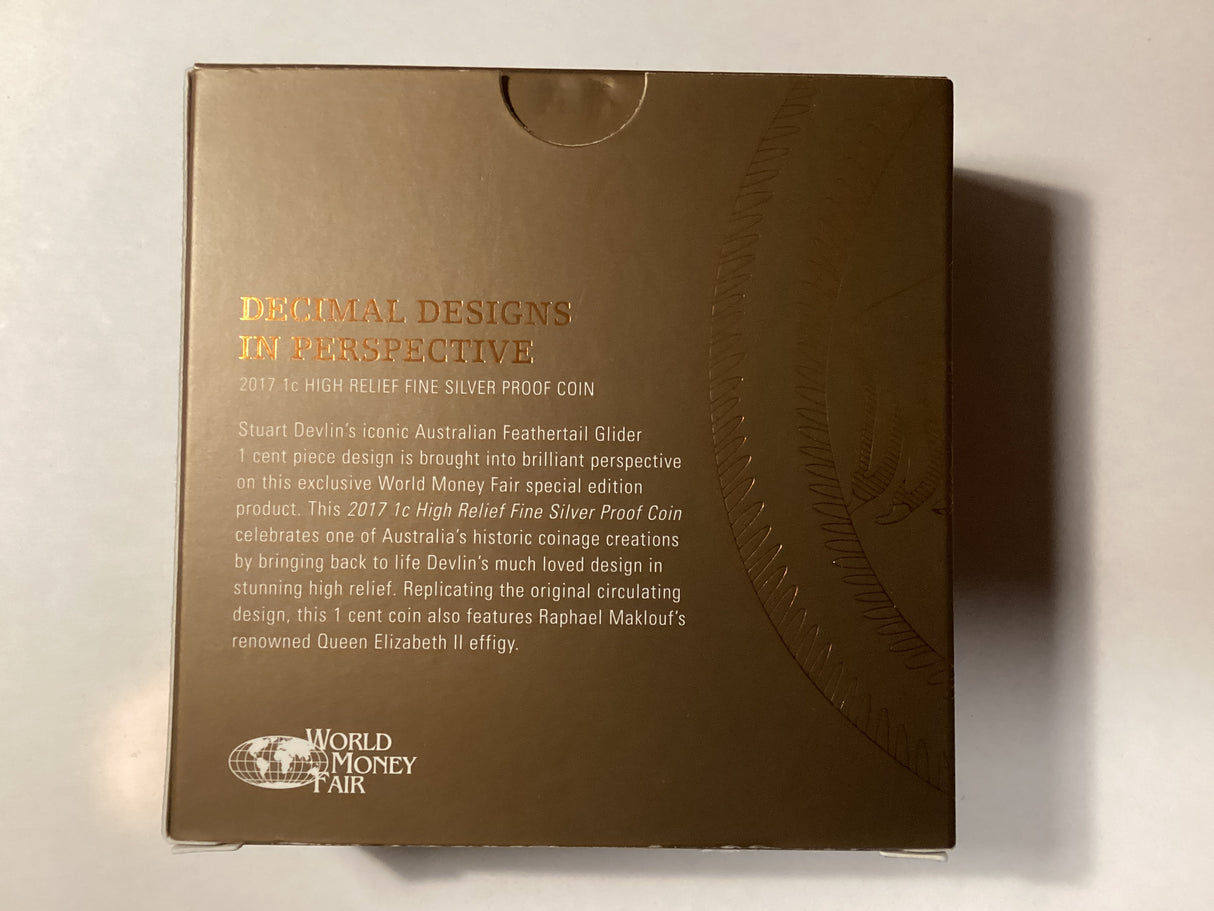 2017 1c High Relief Silver Proof Coin. Decimal Designs in Perspective.