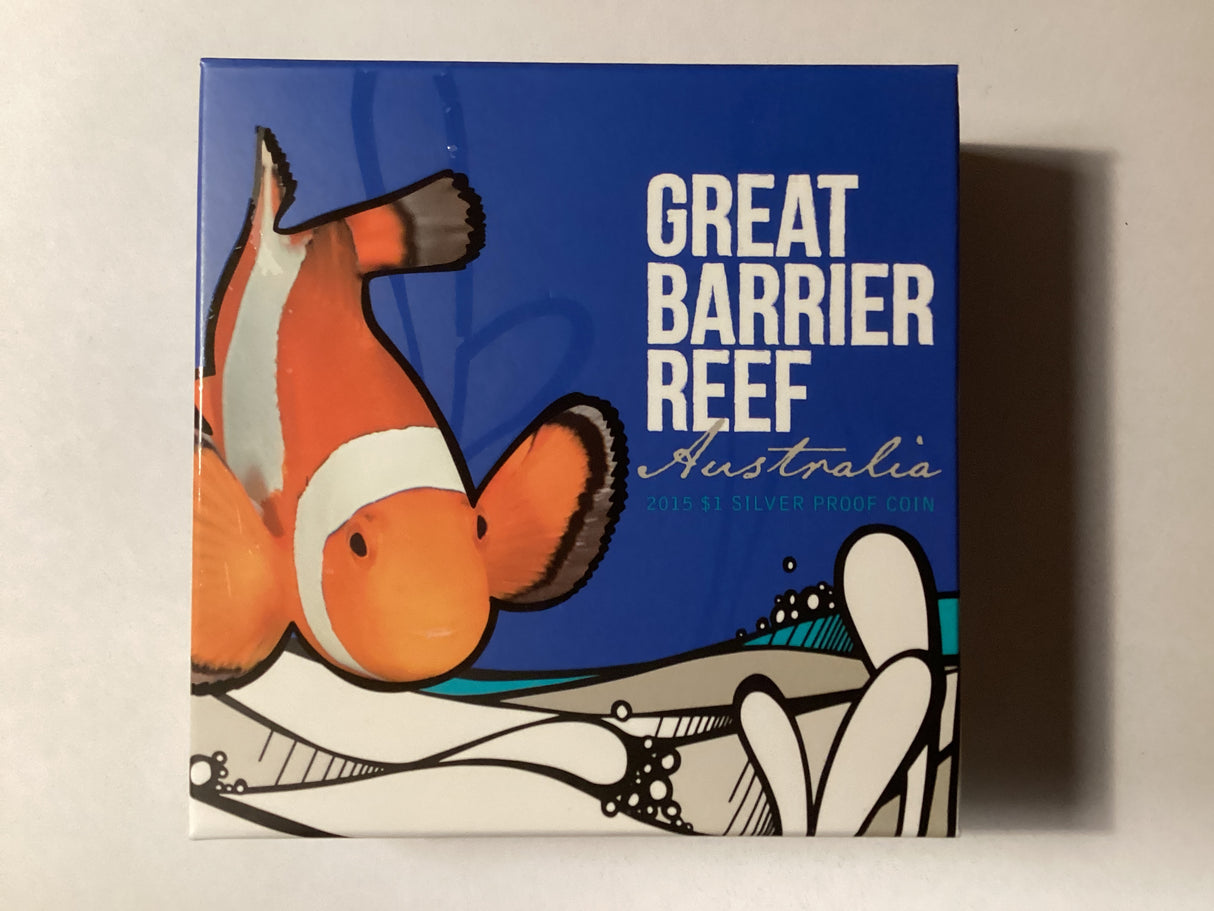 2015 $1 Silver Proof Coin. Great Barrier Reef Australia.