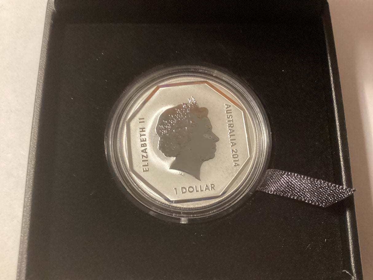 2014 $1 Silver Frosted Uncirculated Coin. Road Sign Series. Koala.