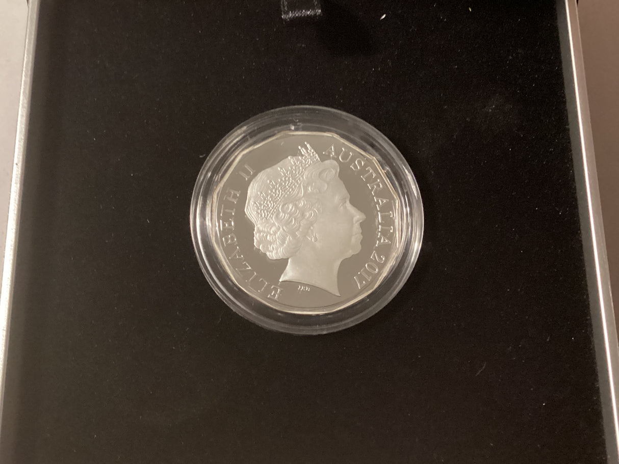 2017 50c Fine Silver Proof Coin. 70th Anniversary of Royal Wedding.