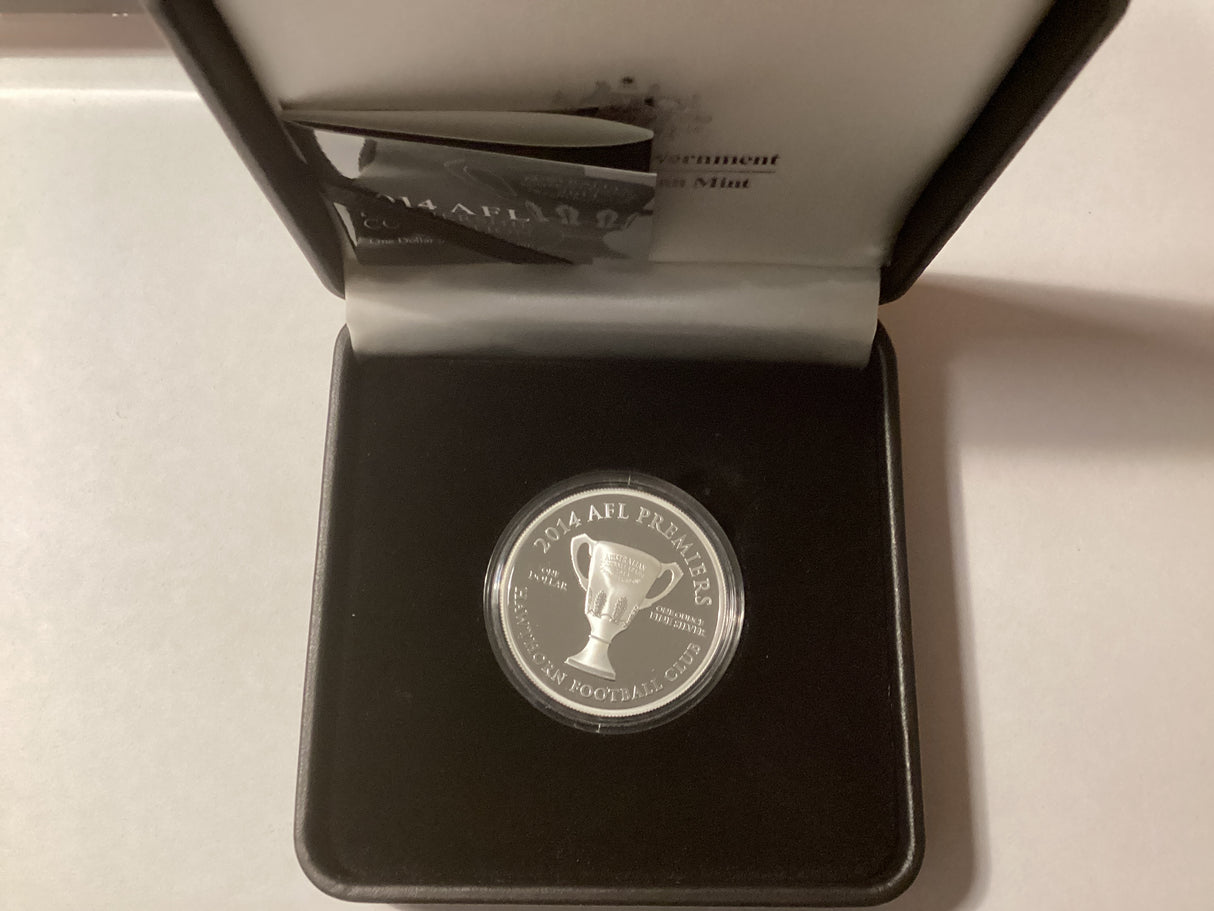 2014 $1 Silver Proof Coin. AFL Premiership Collection. Hawthorn Hawks.