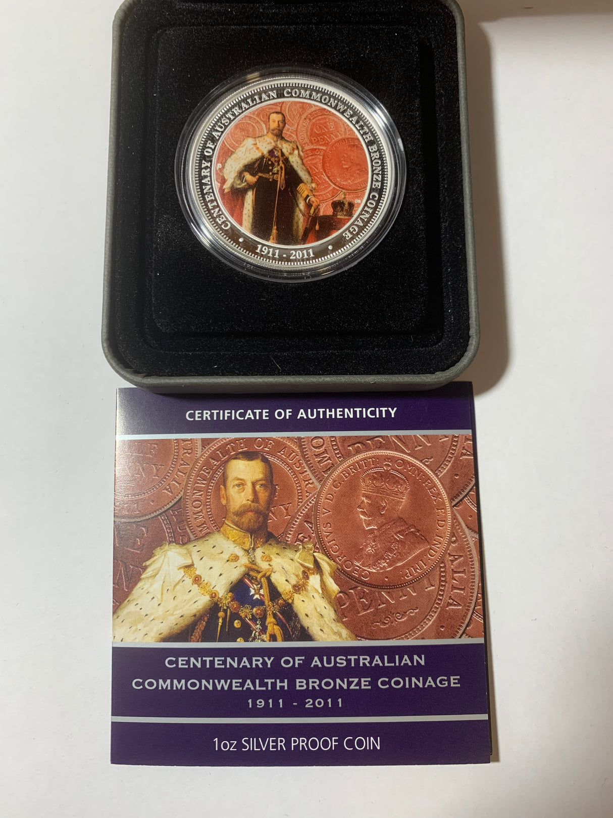 2011 $1 1oz Centenary of Australian Commonwealth Bronze Coinage Silver Proof Coin.