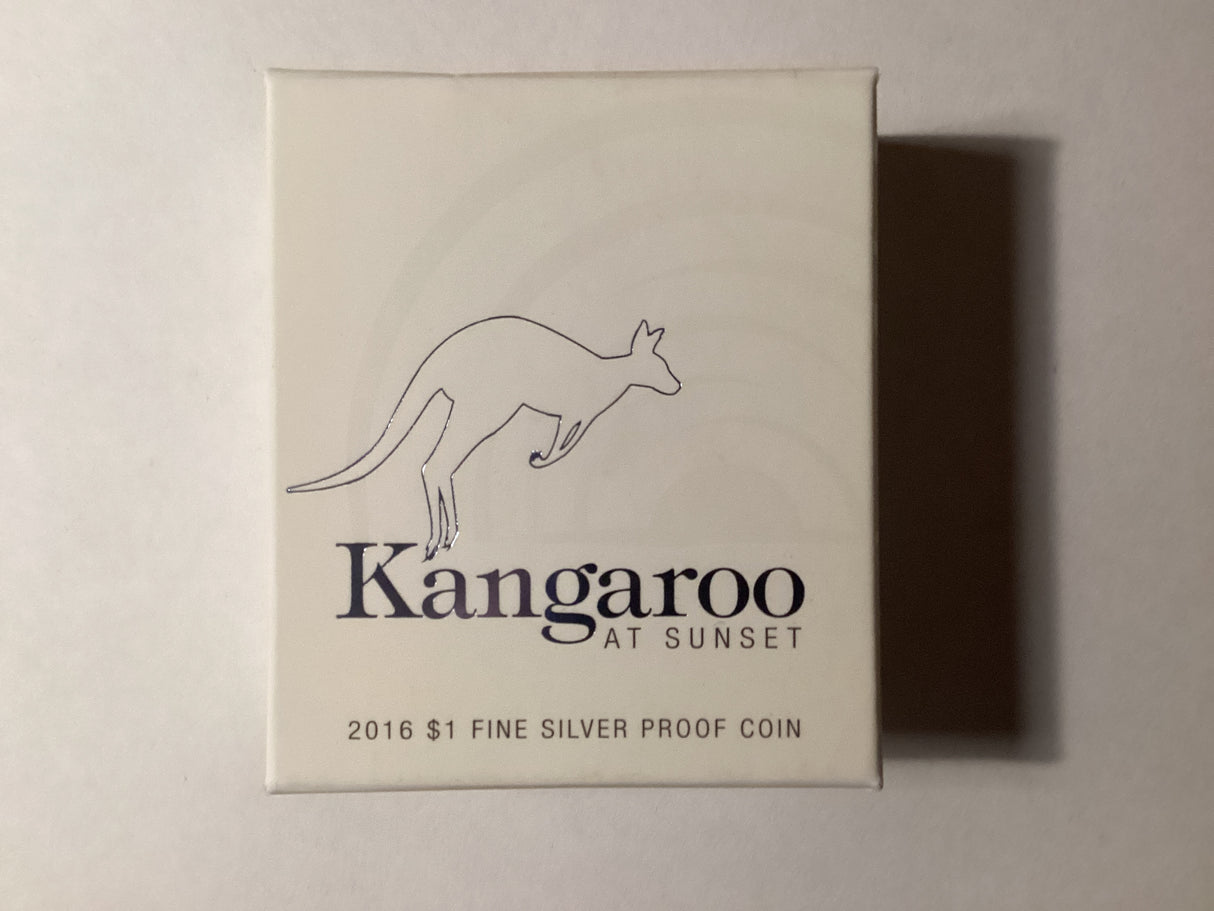 2016 $1 Kangaroo at Sunset Fine Silver Proof Coin.