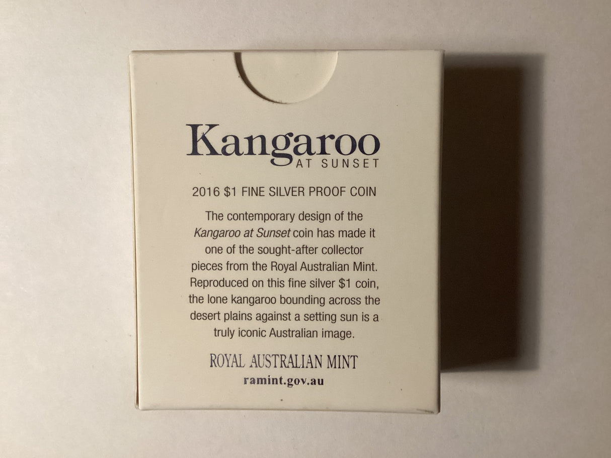 2016 $1 Kangaroo at Sunset Fine Silver Proof Coin.