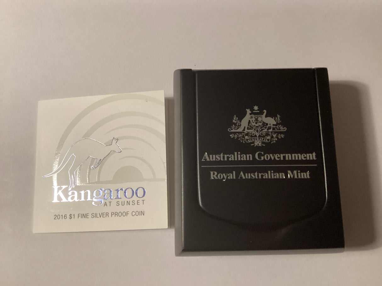 2016 $1 Kangaroo at Sunset Fine Silver Proof Coin.