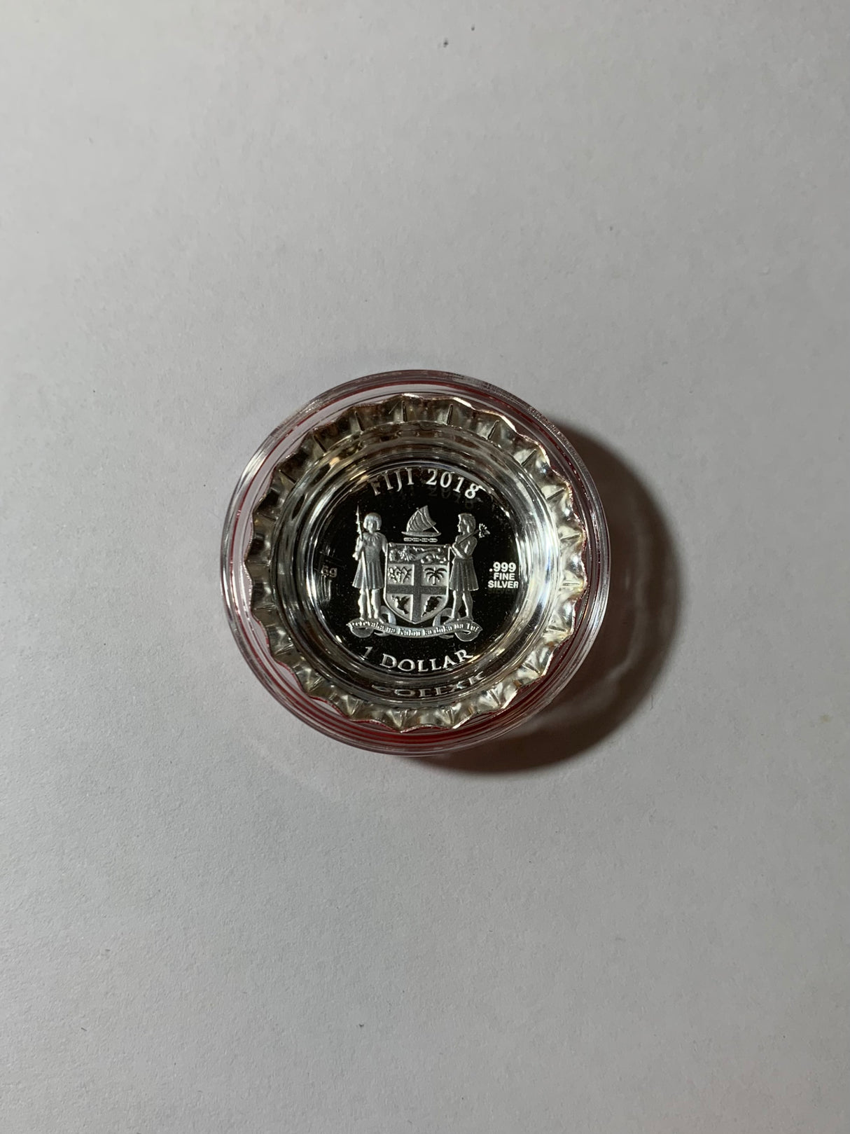 2018 $1 Fiji Silver Coin. Coca-Cola Silver Bottle Cap Coin.