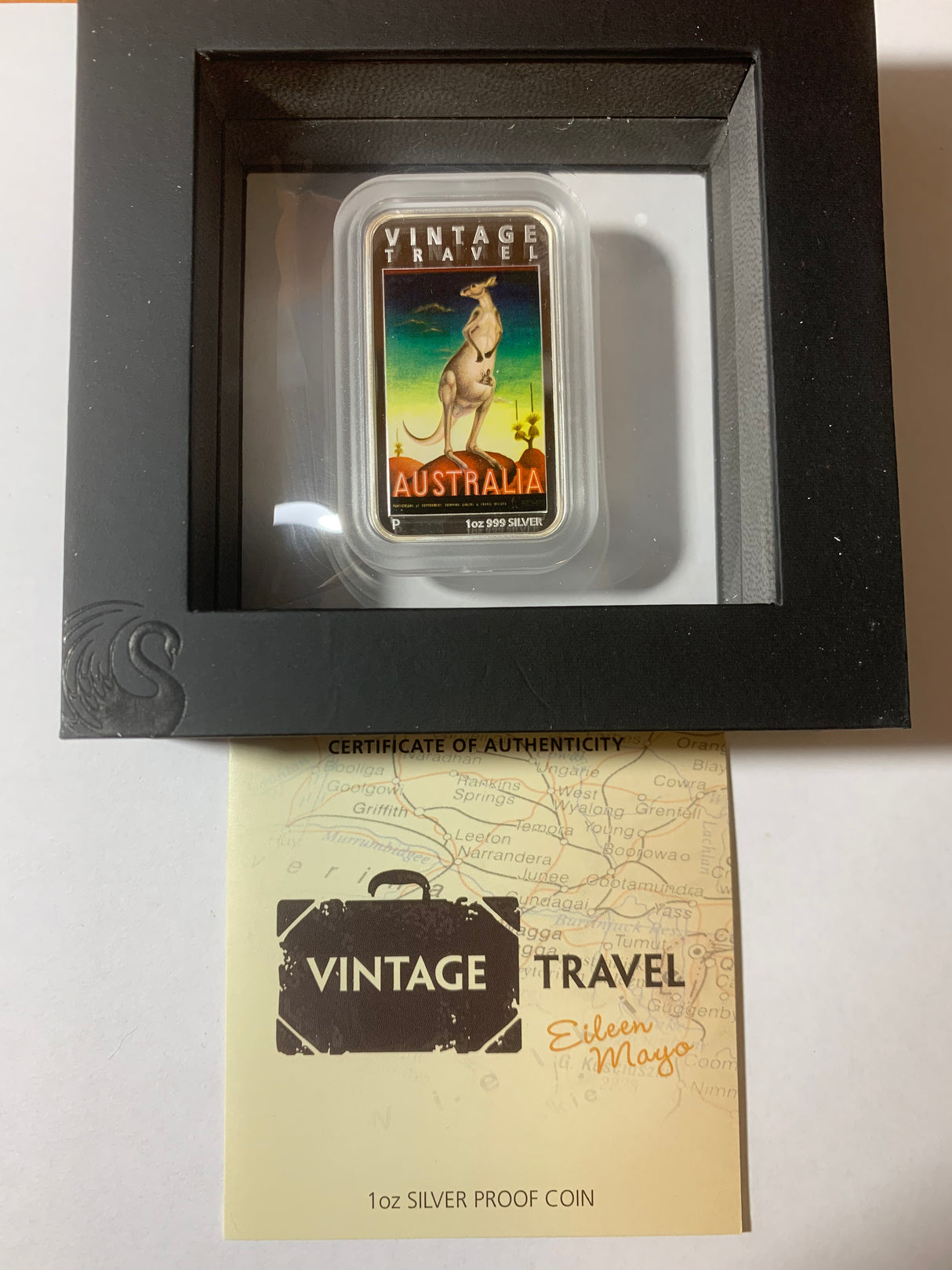 2014 $1 1oz Silver Proof Coin. Vintage Travel. Australia. Eleen Mayo.