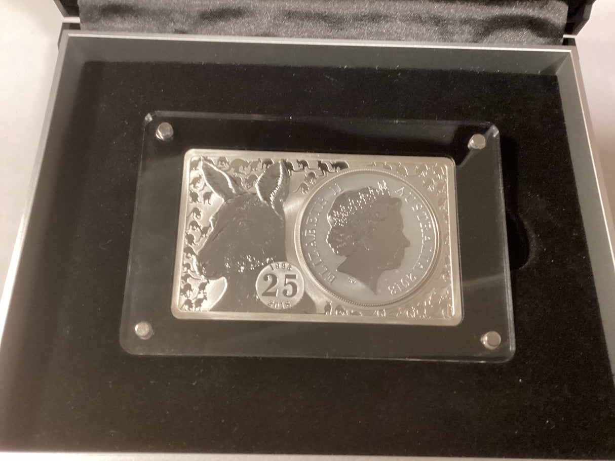 2018 25th Anniversary of the Silver Kangaroo. 3oz coin and bar.