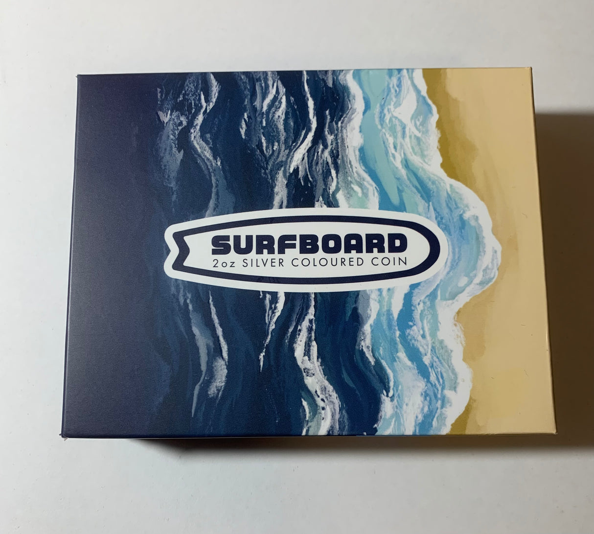 2020 $2 2oz Silver Proof Coin. Surfboard.