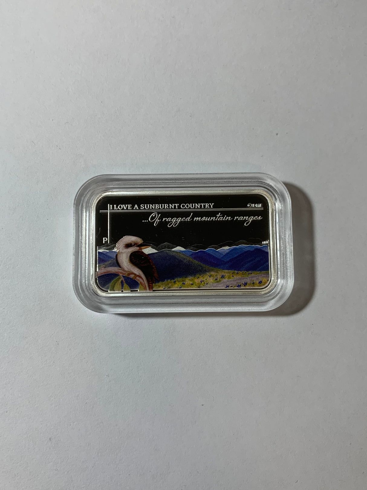 2015 $1 1oz Silver Proof Rectangular Coin. Sunburnt Country Series. Of Ragged Mountain Ranges.
