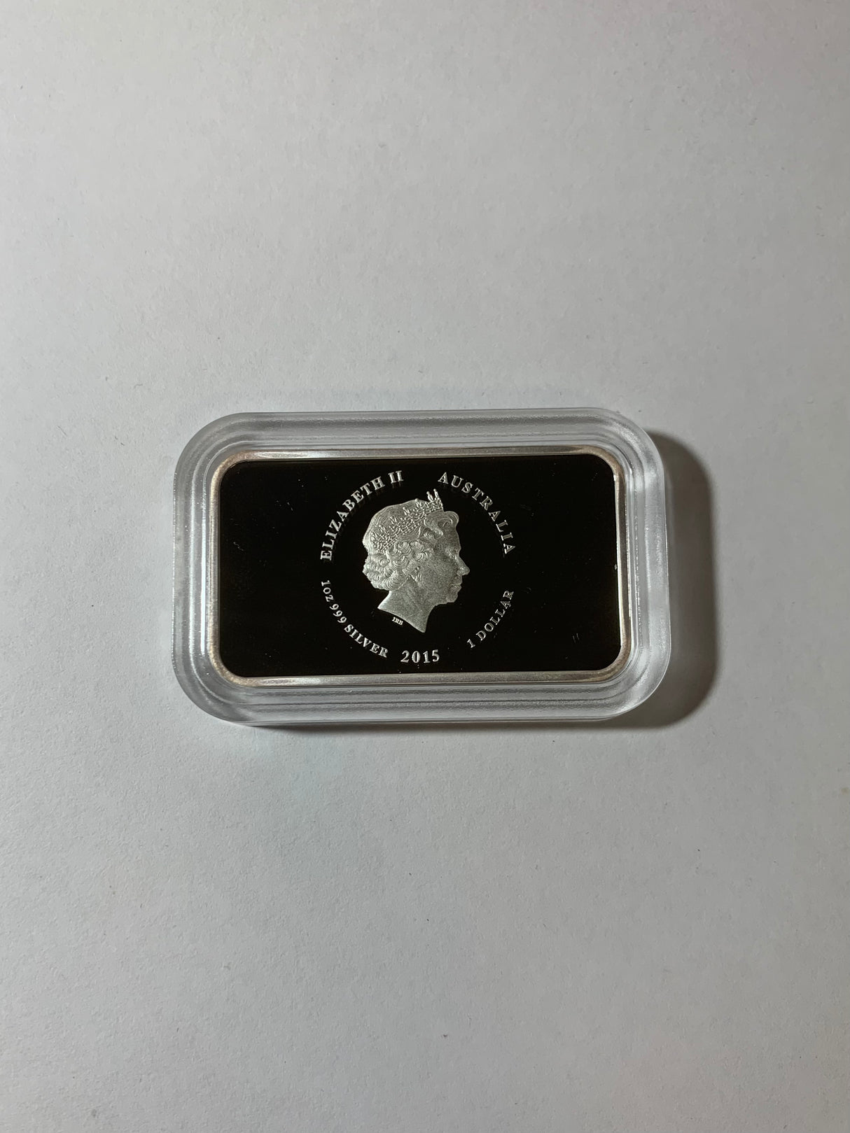 2015 $1 1oz Silver Proof Rectangular Coin. Sunburnt Country Series. Of Ragged Mountain Ranges.