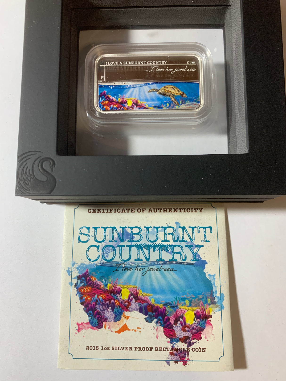 2015 $1 1oz Silver Proof Rectangular Coin. Sunburnt Country Series. I Love Her Jewel-Sea.
