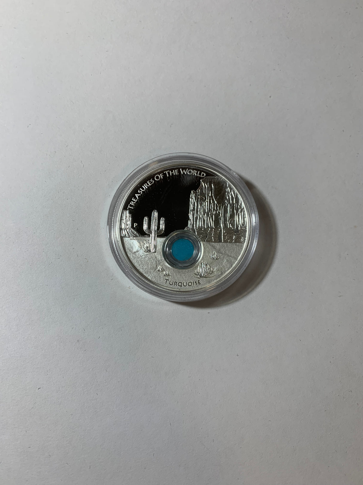2015 $1 1oz Silver Proof Locket Coin. Treasures of the World. North America. Turquoise.