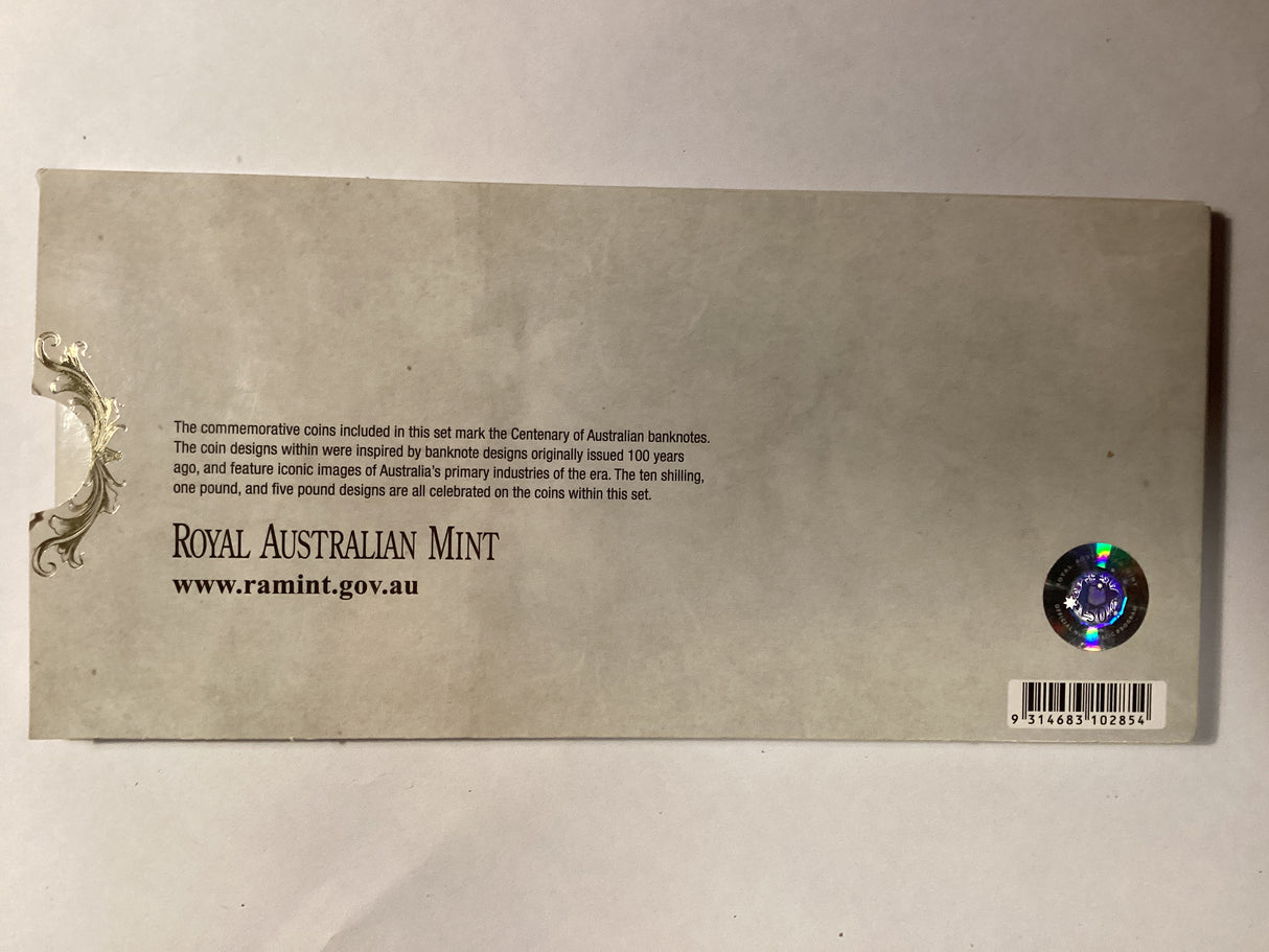 2013 Centenary of Australian Banknotes Three Coin Uncirculated Set.