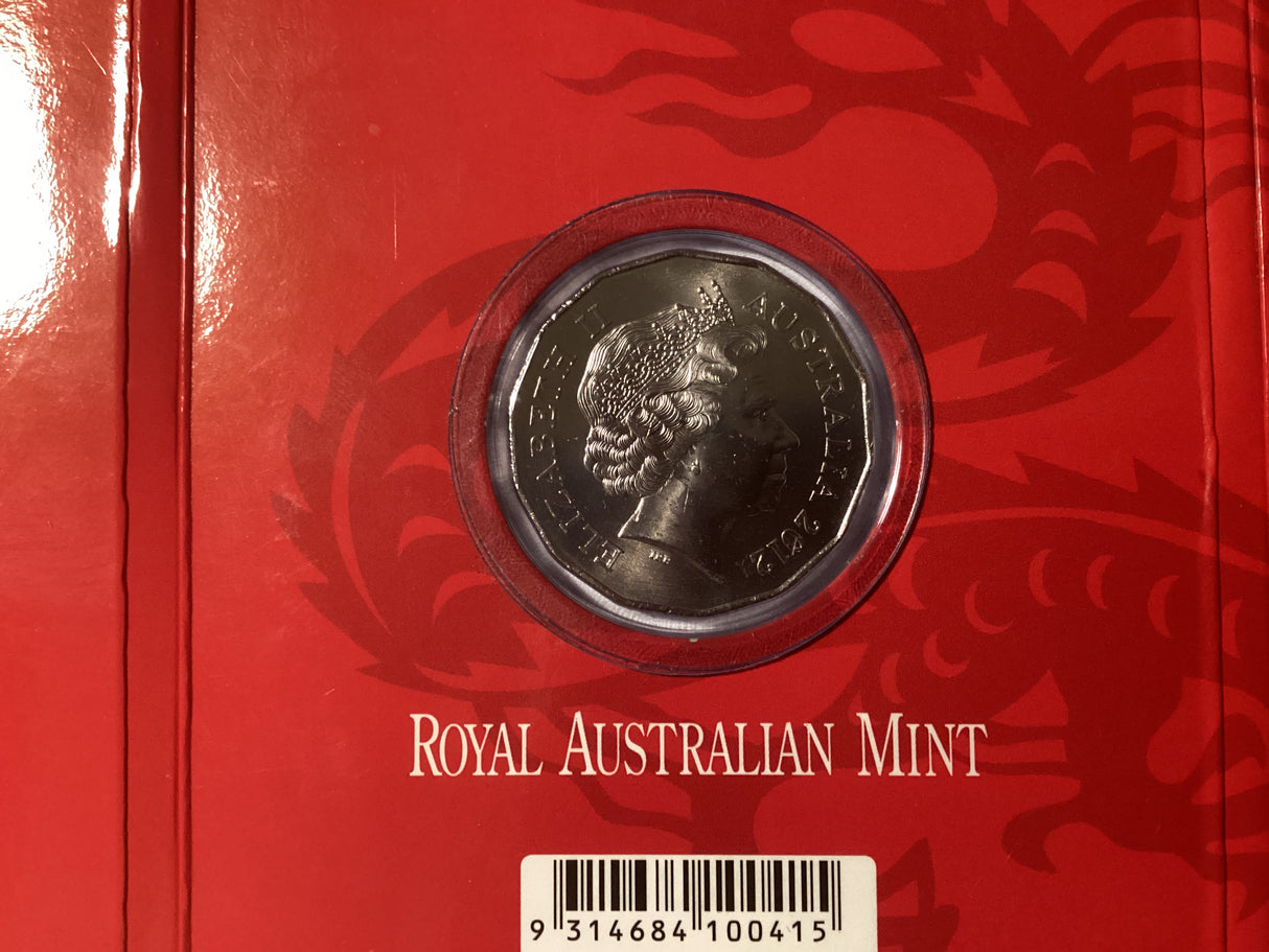 2012 50c Tetra-decagon Uncirculated Coin. Year of the Dragon.