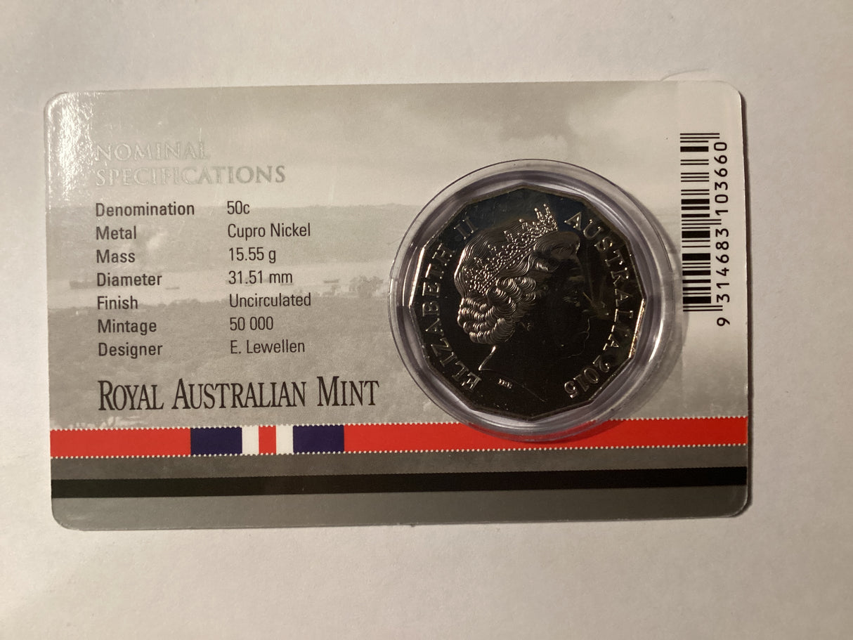 2015 50c Uncirculated Carded Coin. Australia at War. Crete.