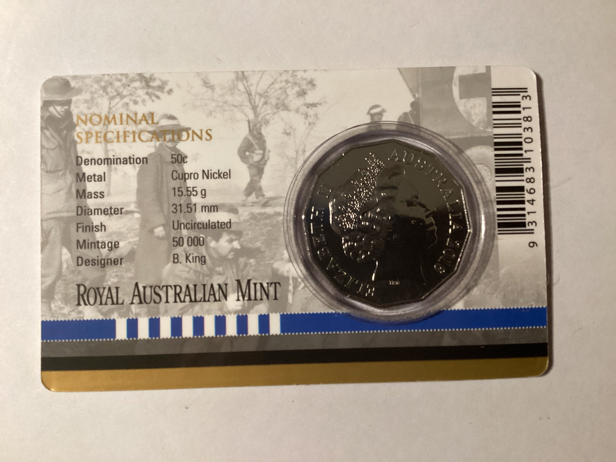 2016 50c Uncirculated Carded Coin. Australia at War. Korean War
