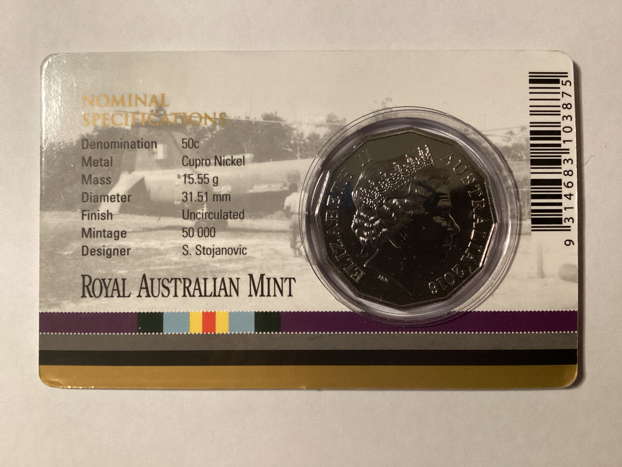 2016 50c Uncirculated Carded Coin. Australia at War. Indonesian Confrontation.