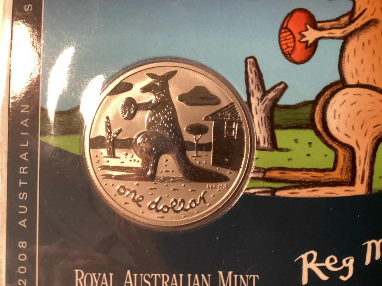 2008 $1 Frosted Uncirculated Coin. Artists Series. Reg Mombassa.