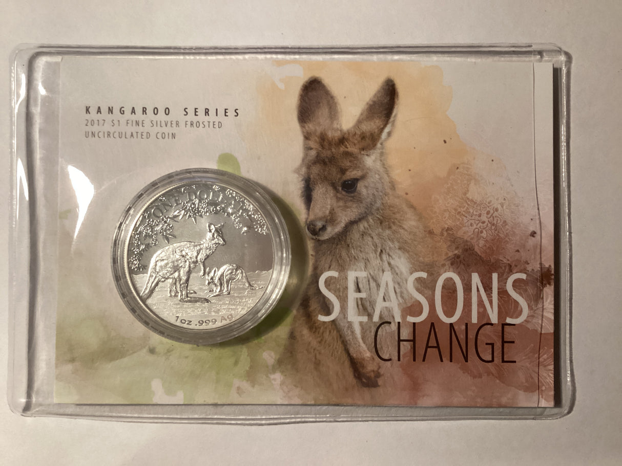 2017 $1 Frosted Uncirculated Silver Coin. Kangaroo Series. Seasons Change.