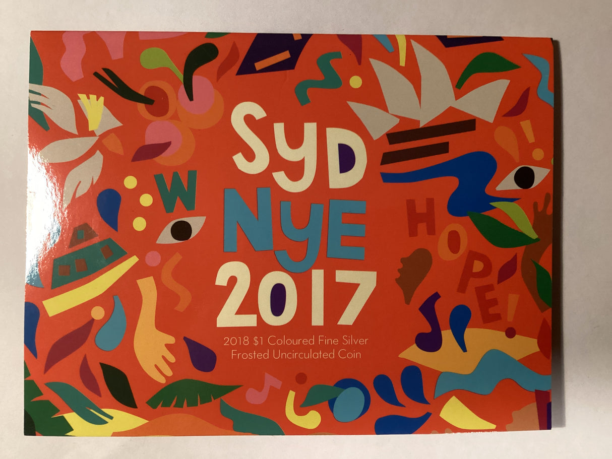 2018 $1 Coloured Fine Silver Frosted Uncirculated Coin. New Year’s Eve.